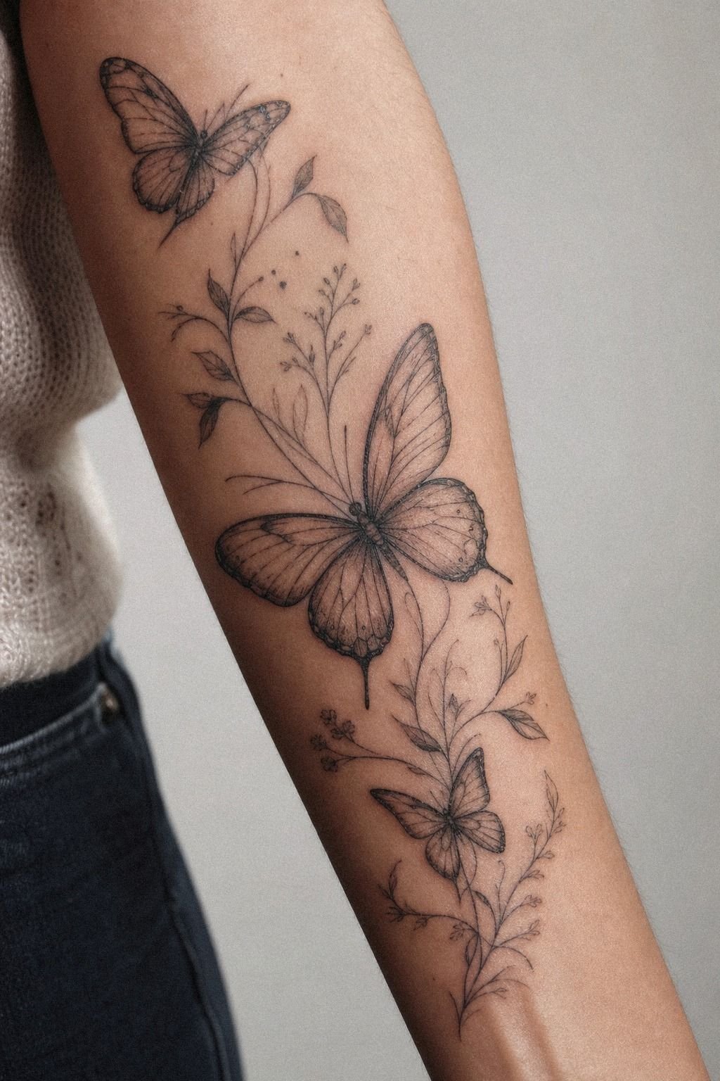 Butterfly Forearm Sleeve With Soft Shading