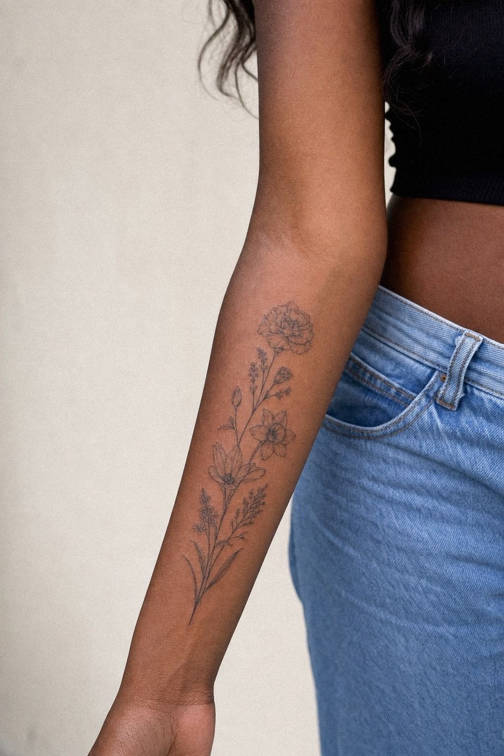 I Placed Birth Flowers On Inner Arm