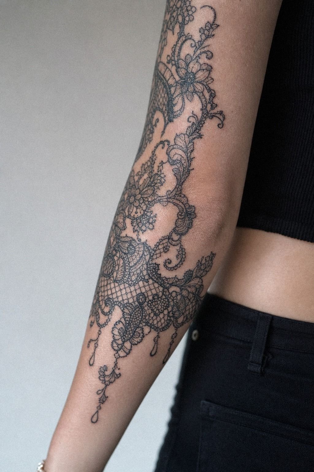 Ornamental Lace Girly Sleeve Tattoo