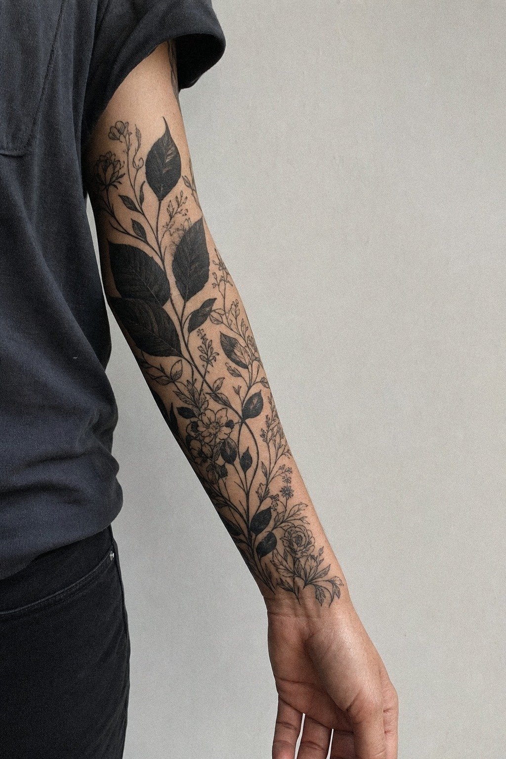 I Asked For Blackwork Leaves Between Florals