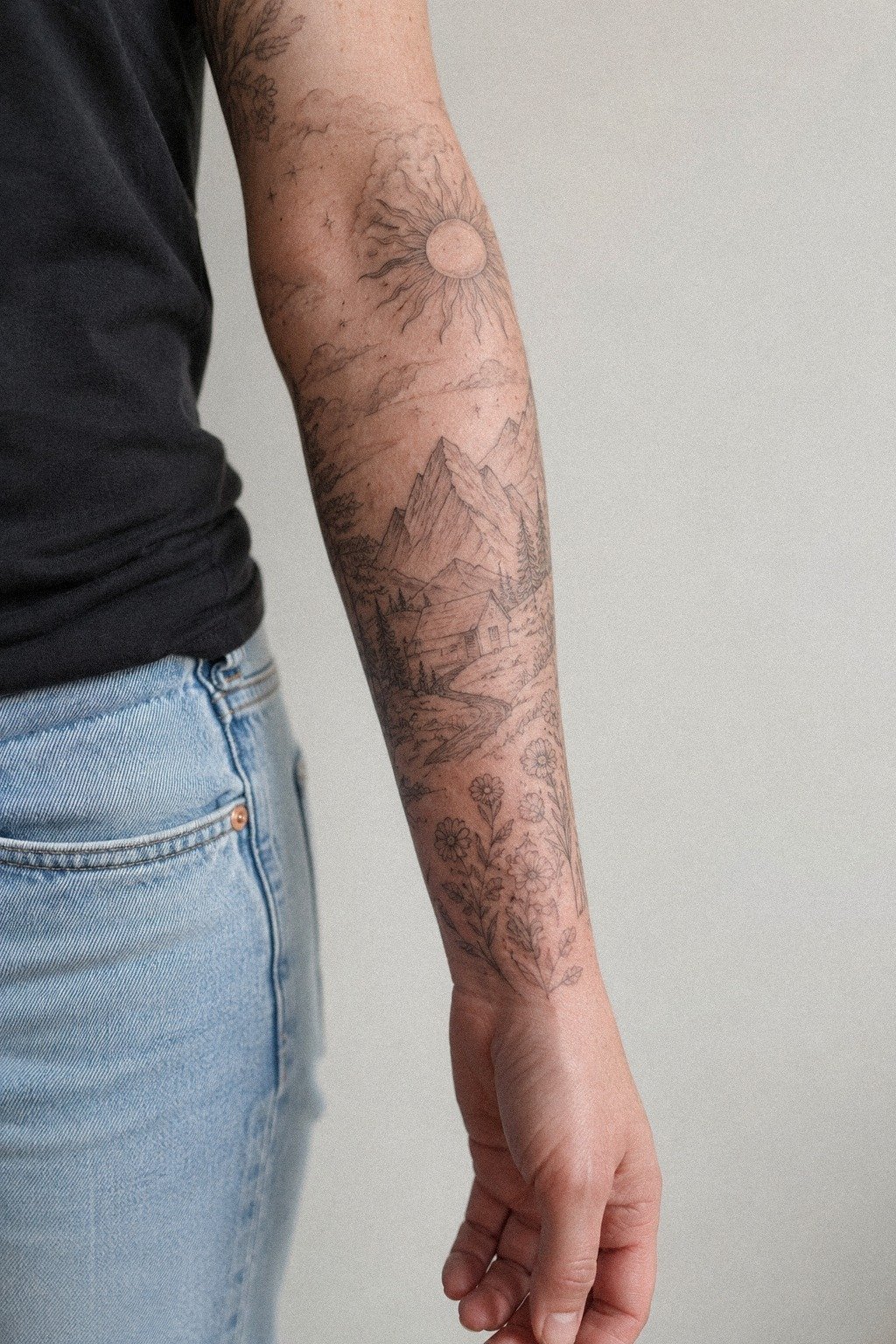 Keep leg sleeve shading loose for aging on skin