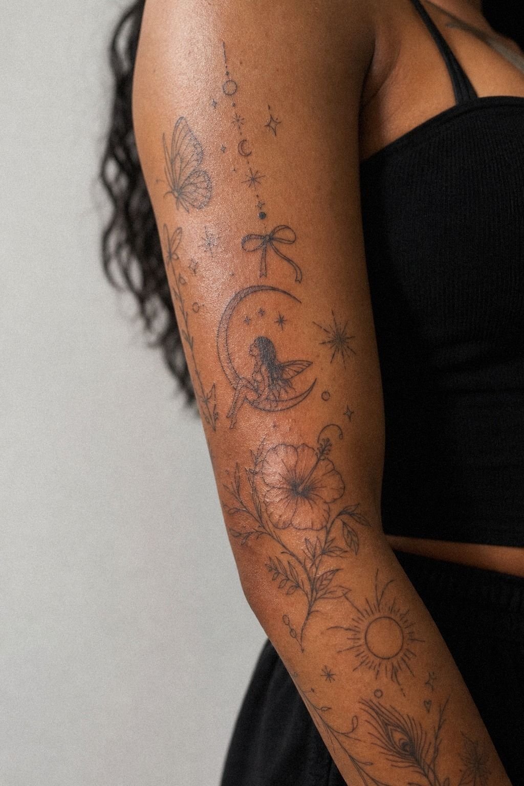 Patchwork Girly Arm Sleeve Tattoo