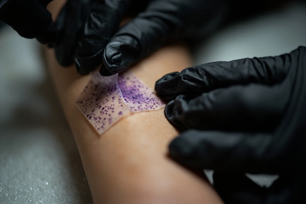 Small wrist tattoo stencil placement