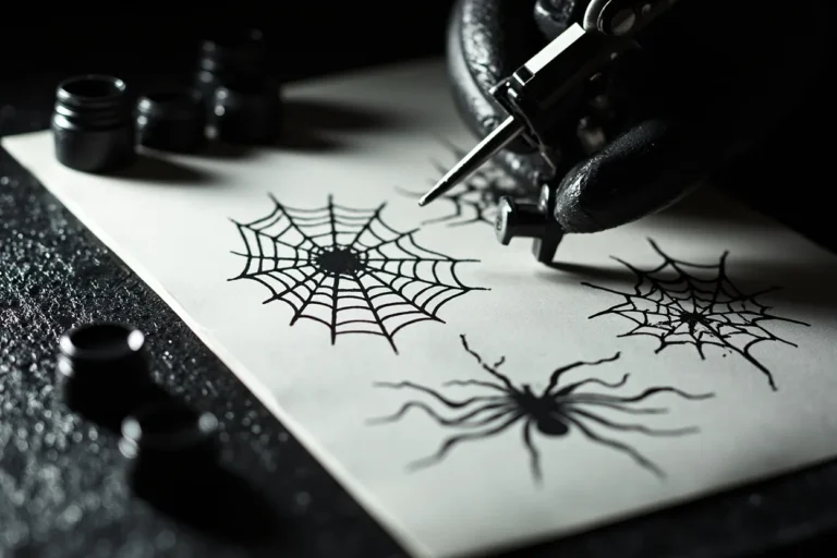 Spider web tattoo meaning elbow and gothic flash sheet