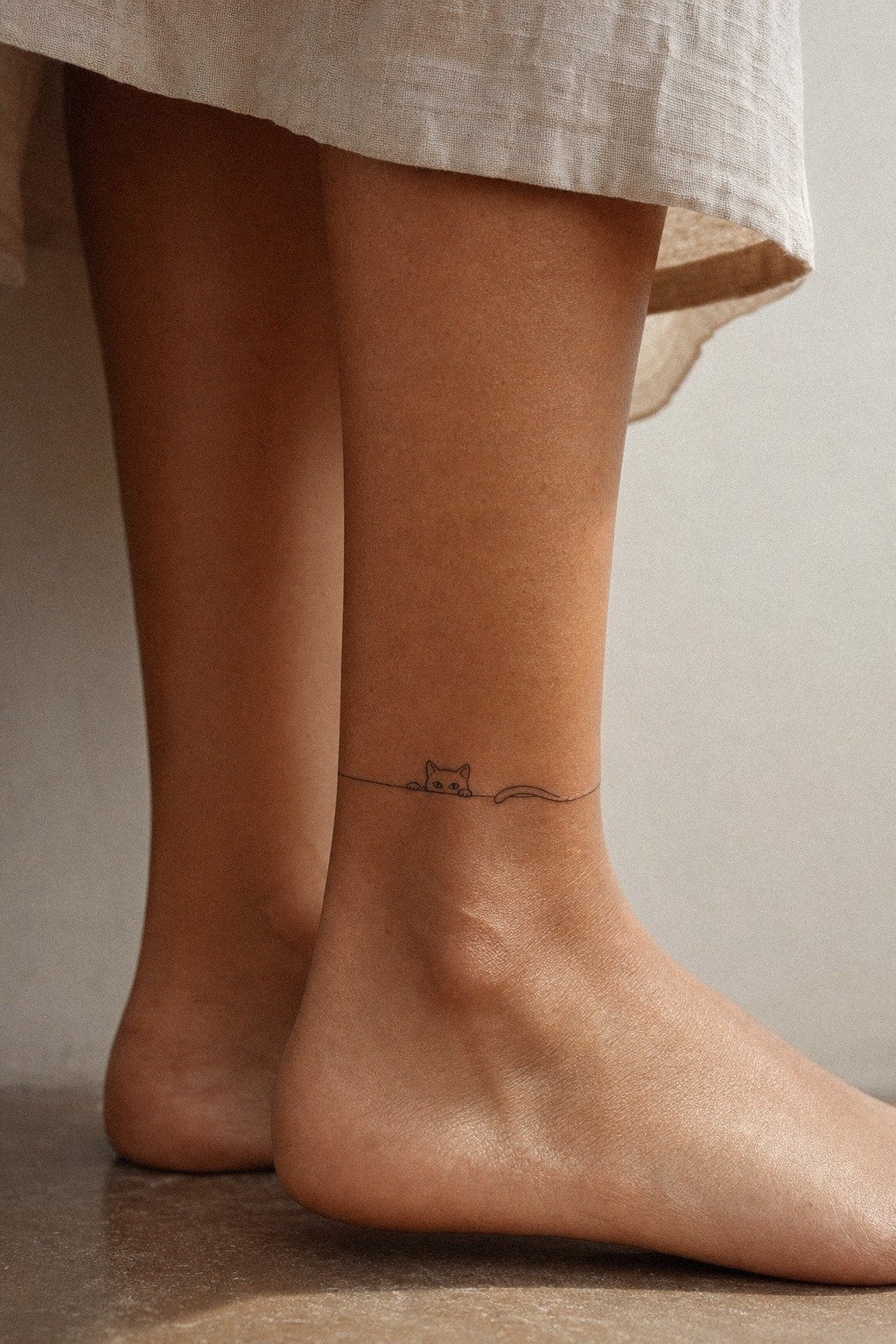 Keep A Black Cat Ankle Tattoo Small
