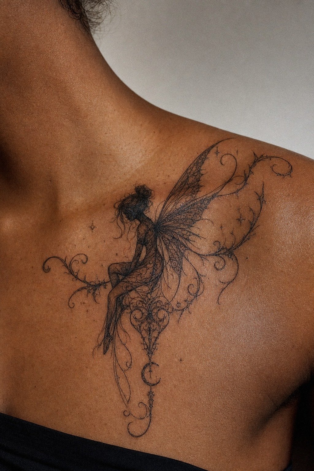 Gothic Fairy Wings Or A Cleaner Blackwork Read?
