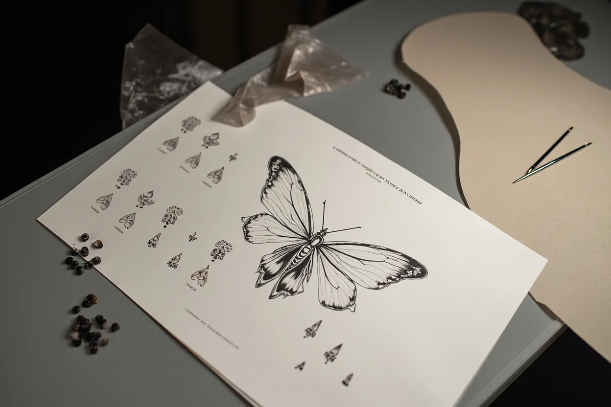 Sternum tattoo ornamental and moth stencil ideas