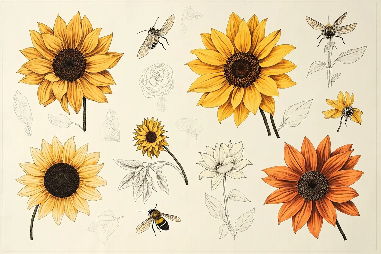 Sunflower tattoo ideas floral color placement board