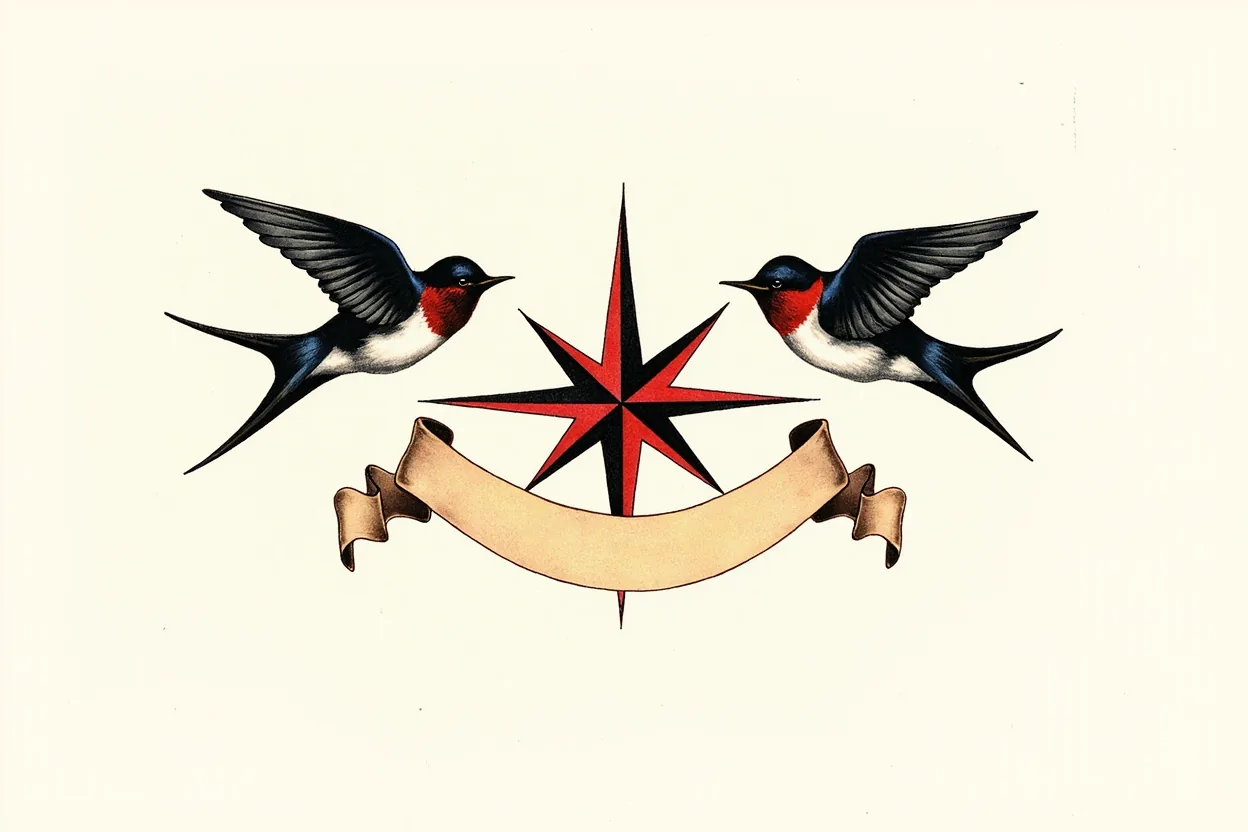 Swallow tattoo meaning sailor tradition flash sheet