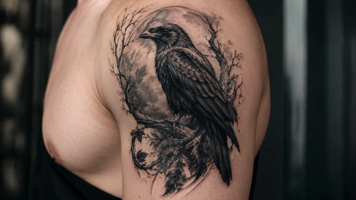 Crow Tattoo : Intelligence, Mystery, Transformation and Omen Symbolism - What a crow tattoo means