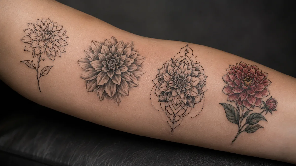 Dahlia Tattoo - Popular Design Variations