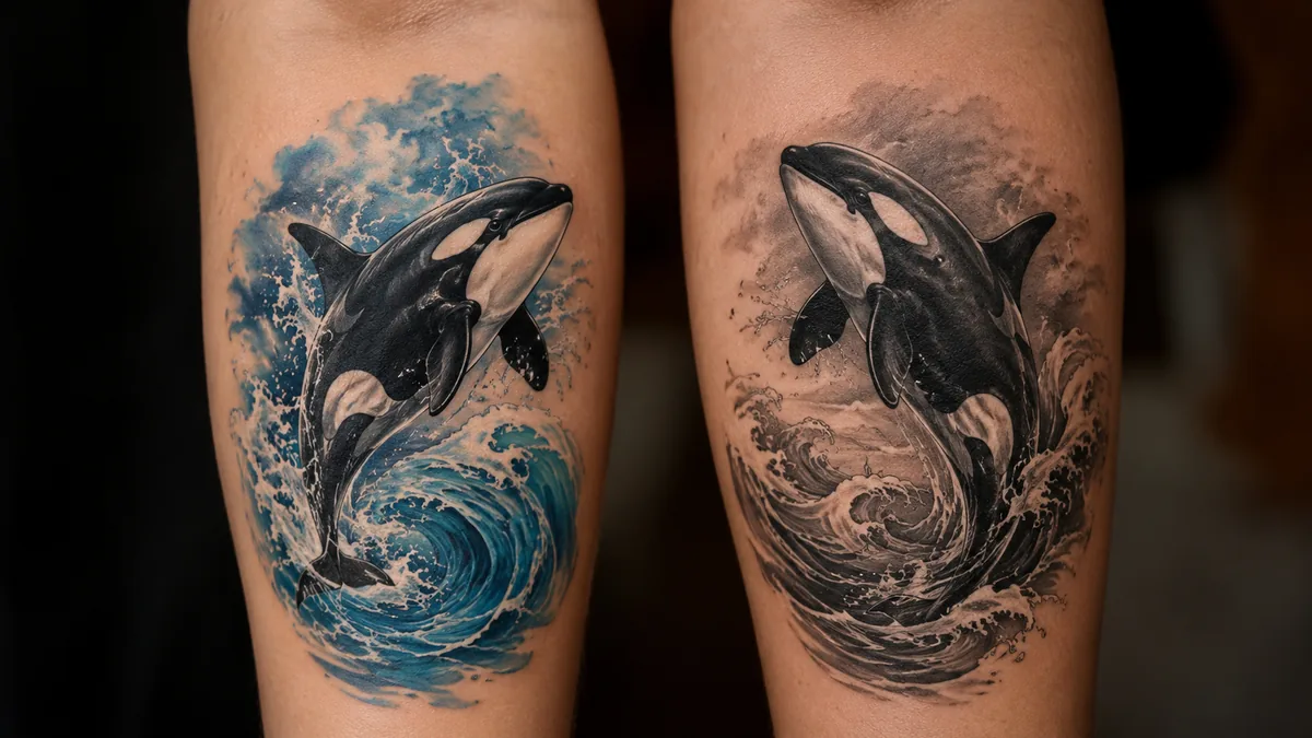 Killer Whale Tattoo - Color vs. Black and Grey