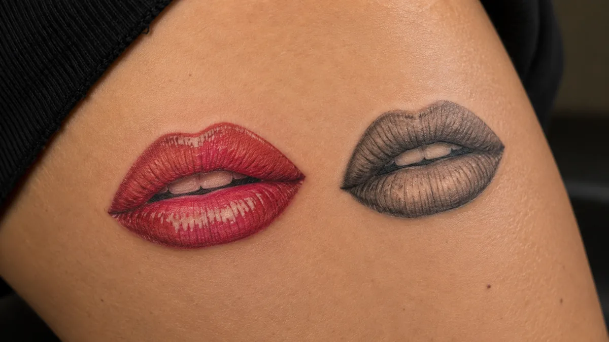 Lips Tattoo - Color vs. Black and Grey