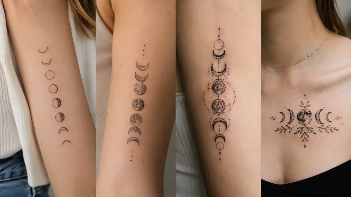 Moon Cycle Tattoo - Popular Design Variations and Styles