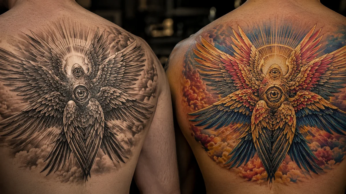Seraphim Tattoo - Black and Grey vs. Color