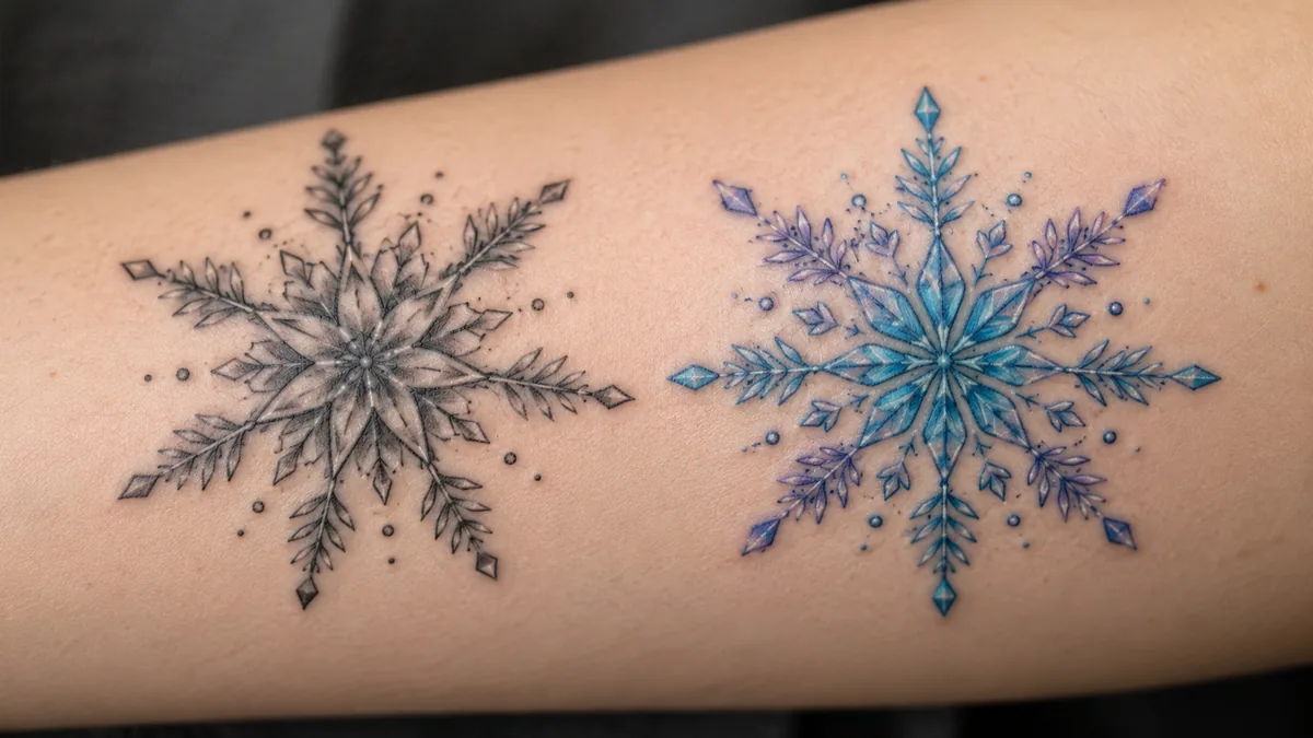 Snowflake Tattoo - Color vs. Black and Grey