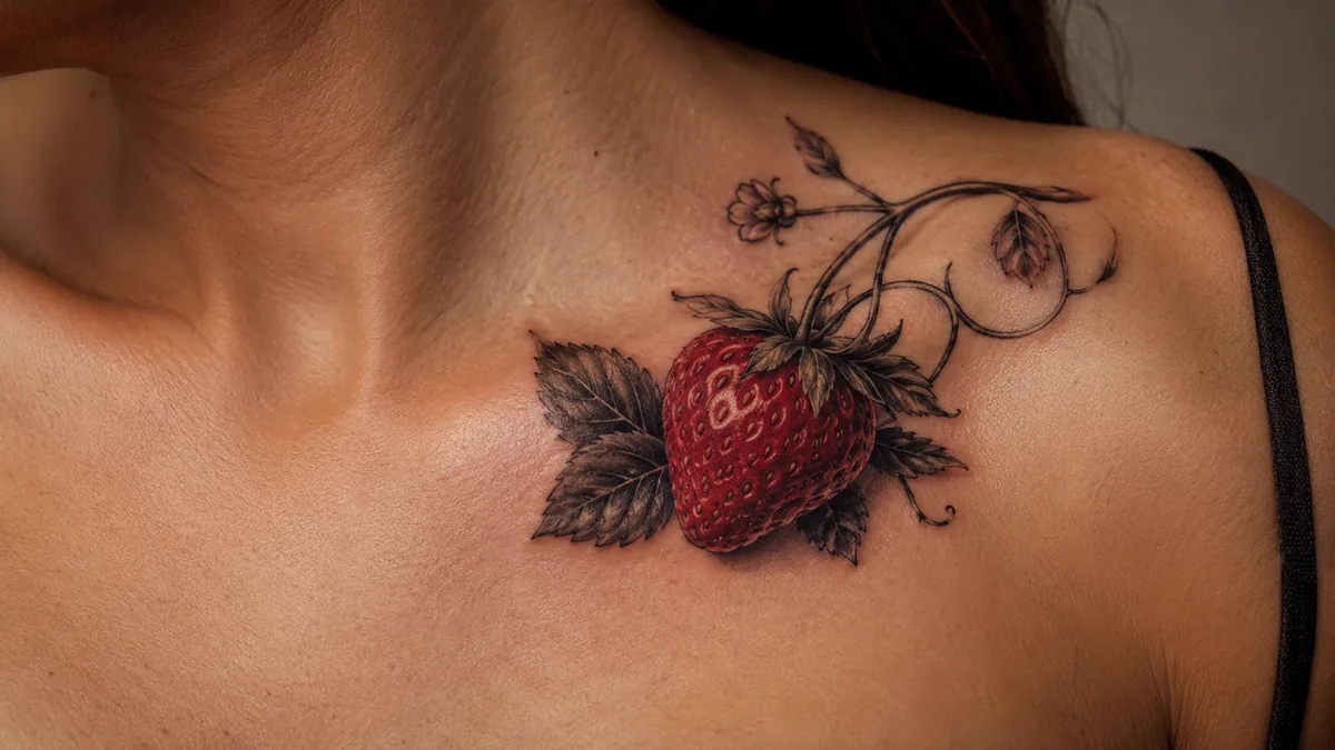 Strawberry Tattoo - Core Meaning: Love, Desire, and Temptation