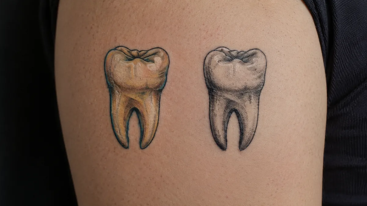 Tooth Tattoo - Color vs. Black and Grey