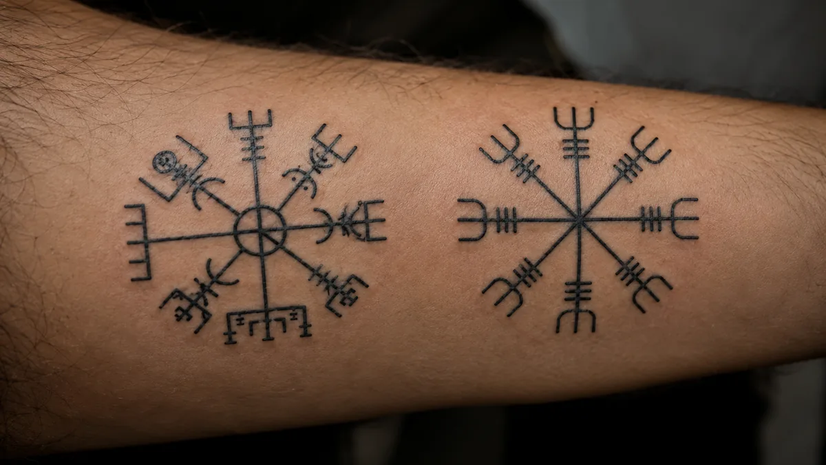 Viking Compass Tattoo - Vegvisir vs. Helm of Awe: Know the Difference