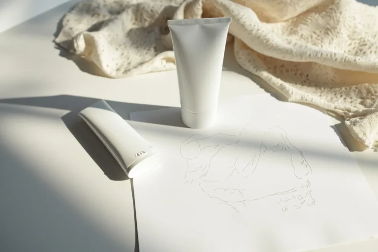 Healed tattoo sunscreen planning still life