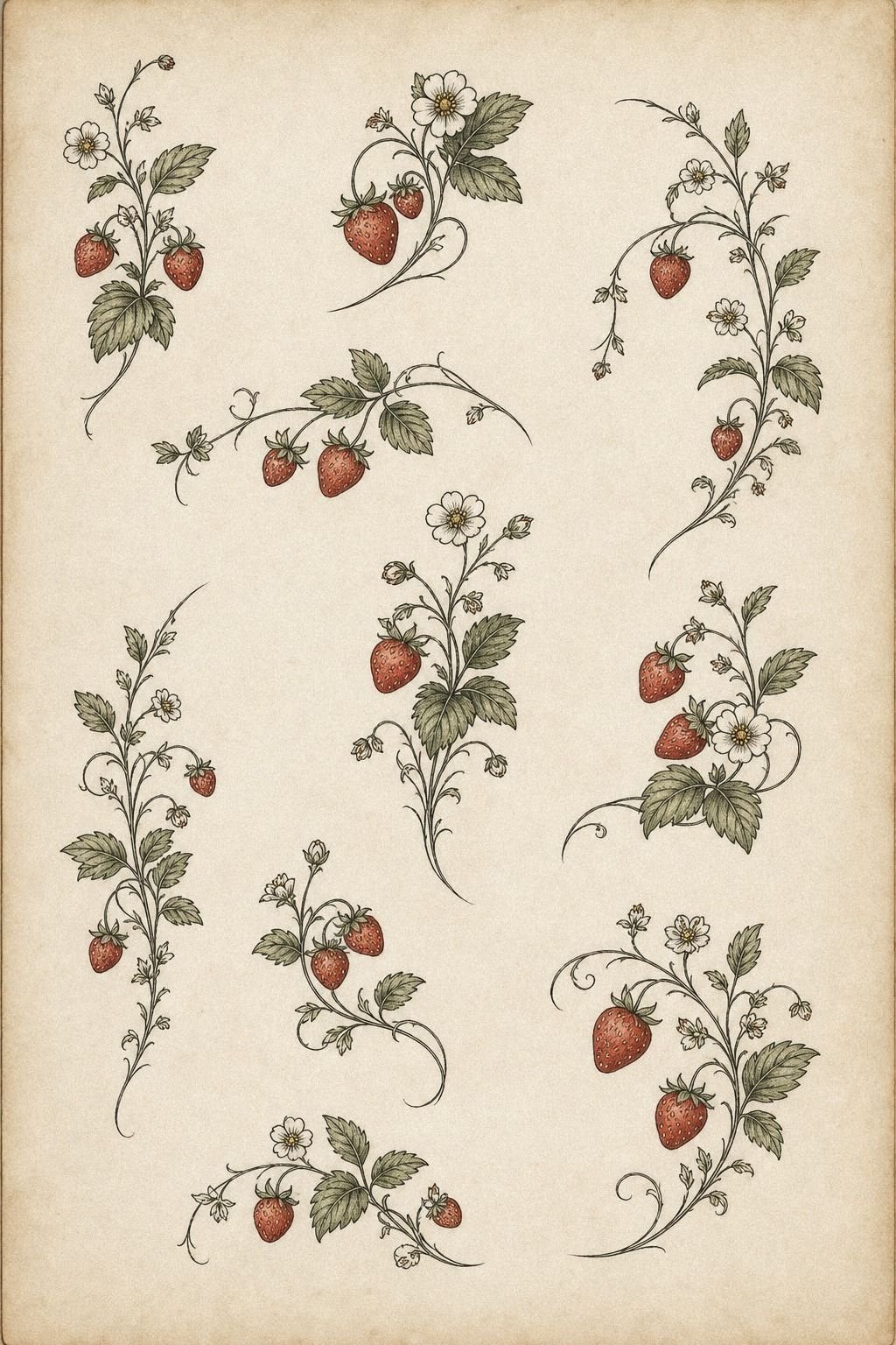 Single Needle Strawberry Rib Tattoo