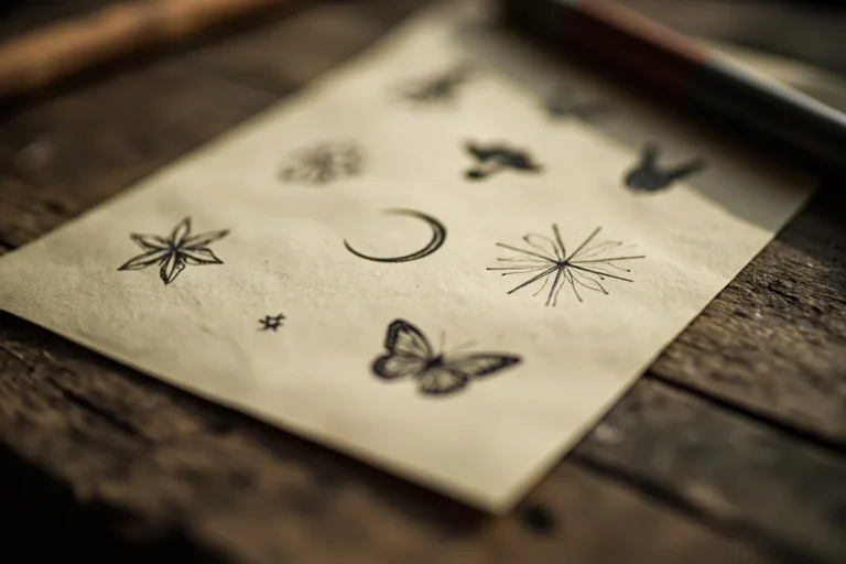 Tiny meaningful tattoo symbols on flash sheet