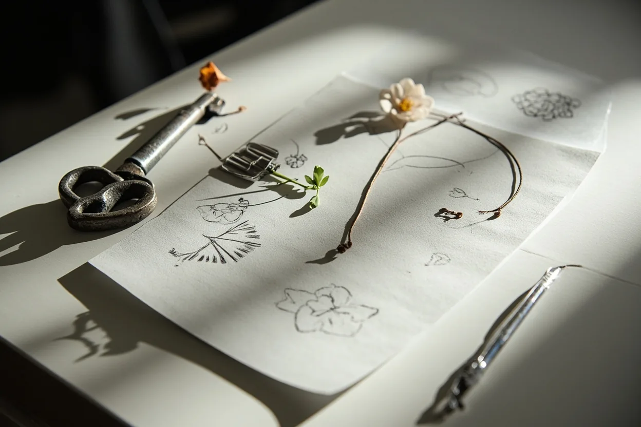 Custom tattoo sketches and symbolic objects