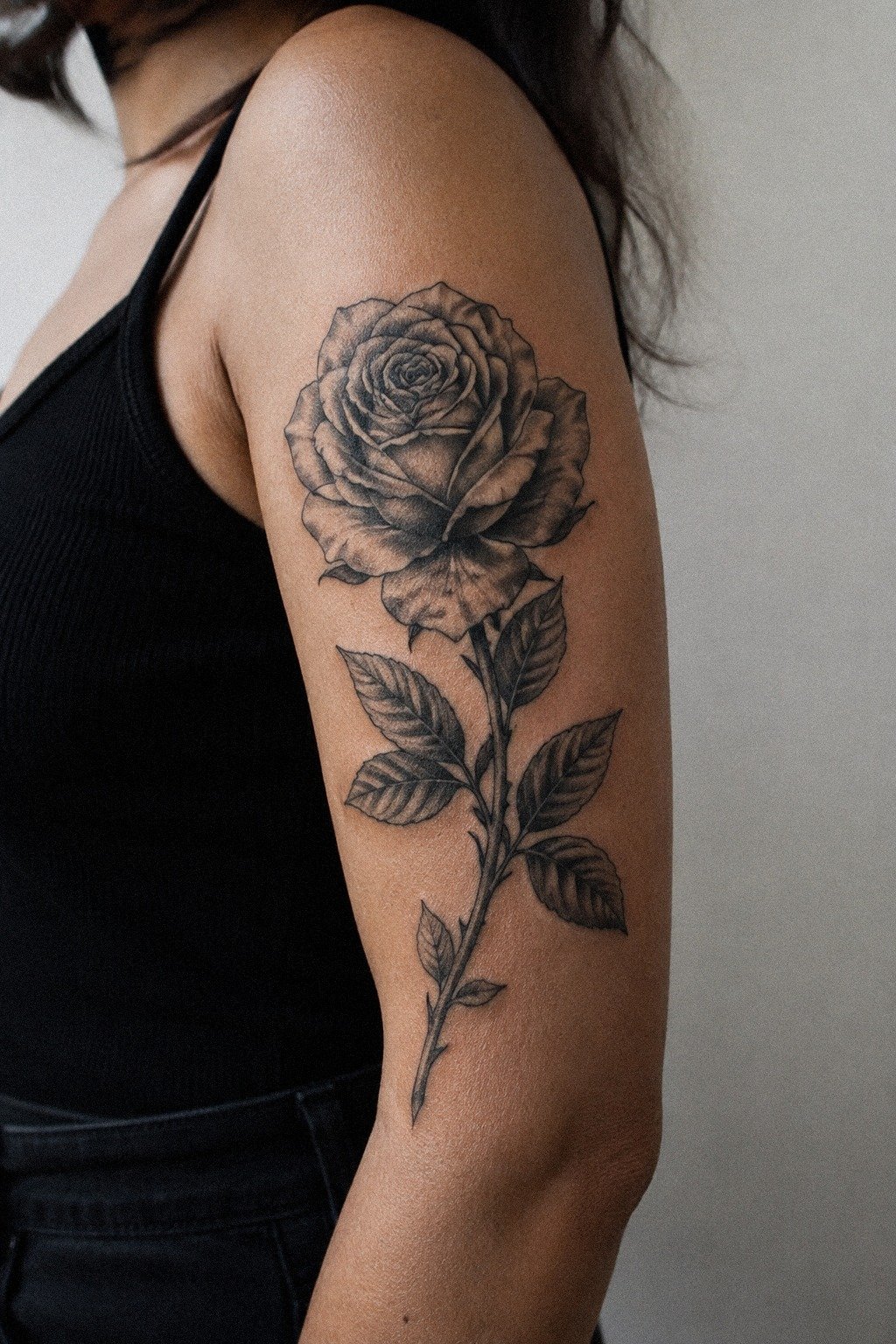 Anchor the Piece with Blackwork Roses