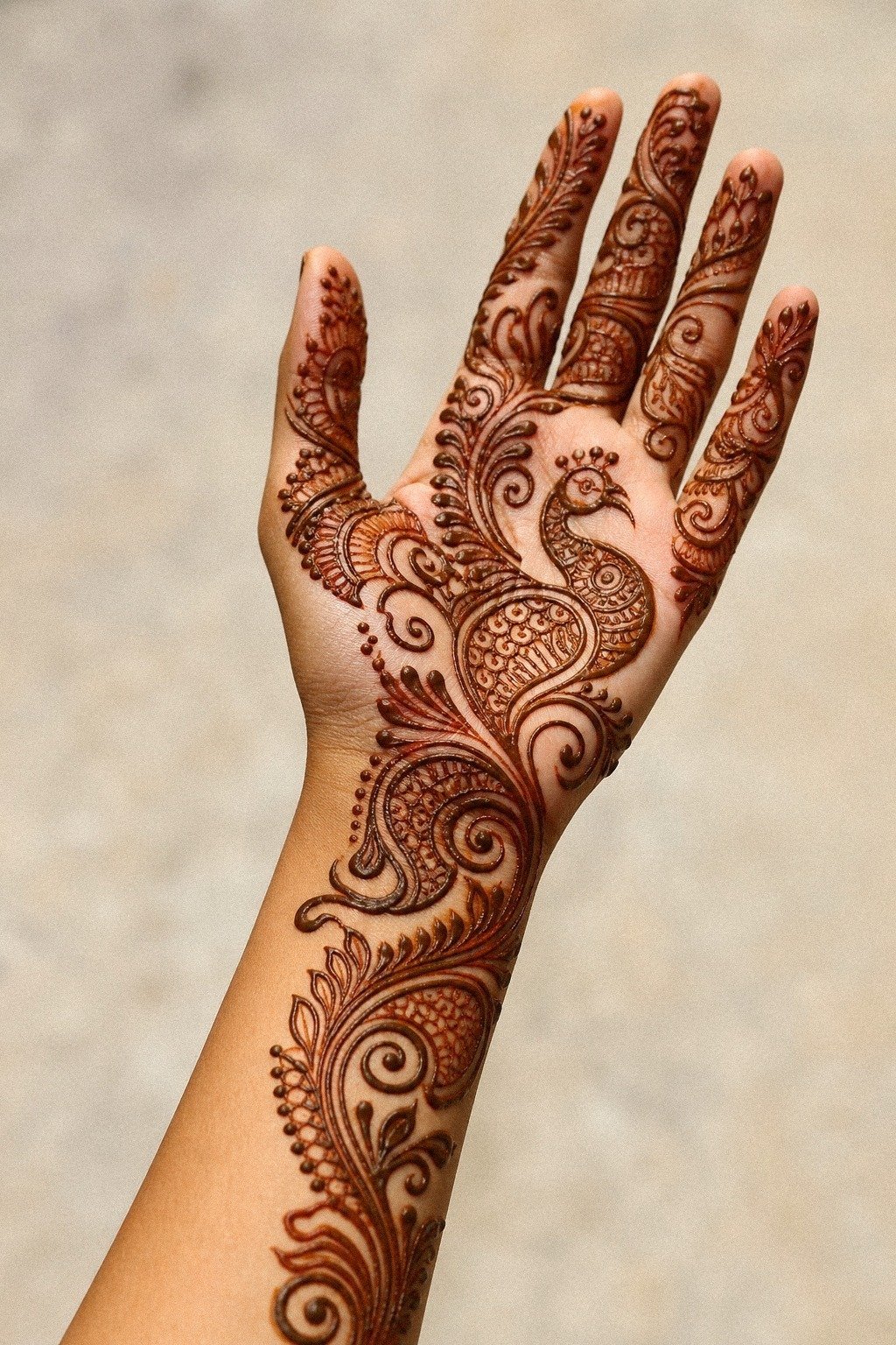 Let Arabic Peacock Vine Mehndi Travel Across Fingers