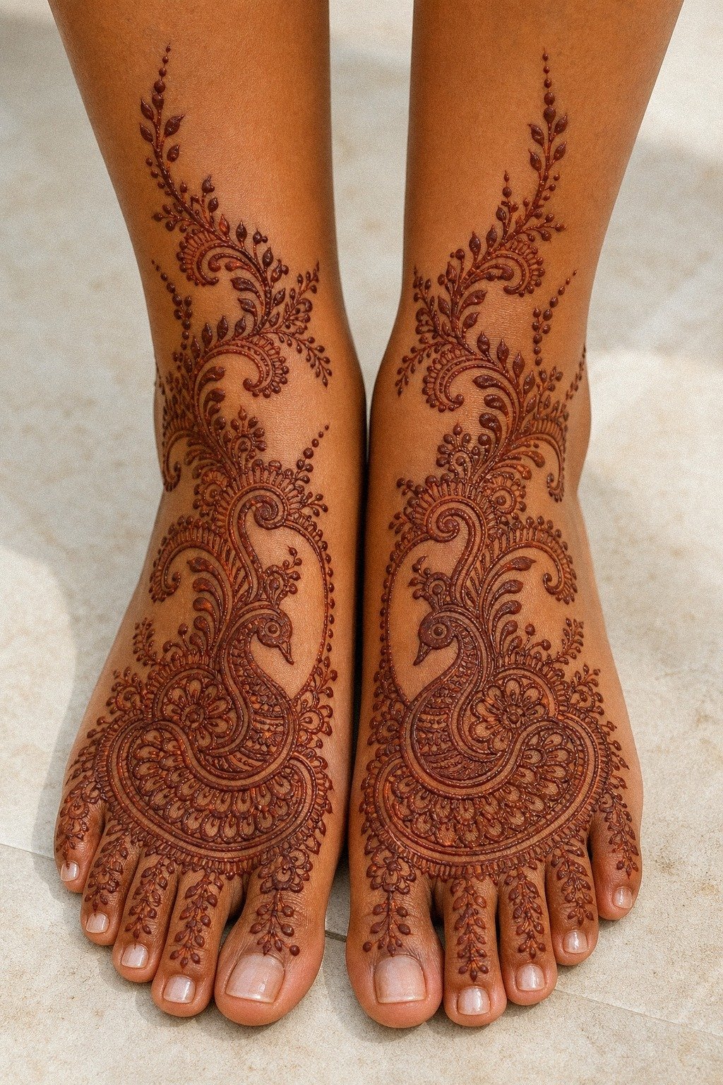 Back Hand Peacock Mehndi With Open Skin