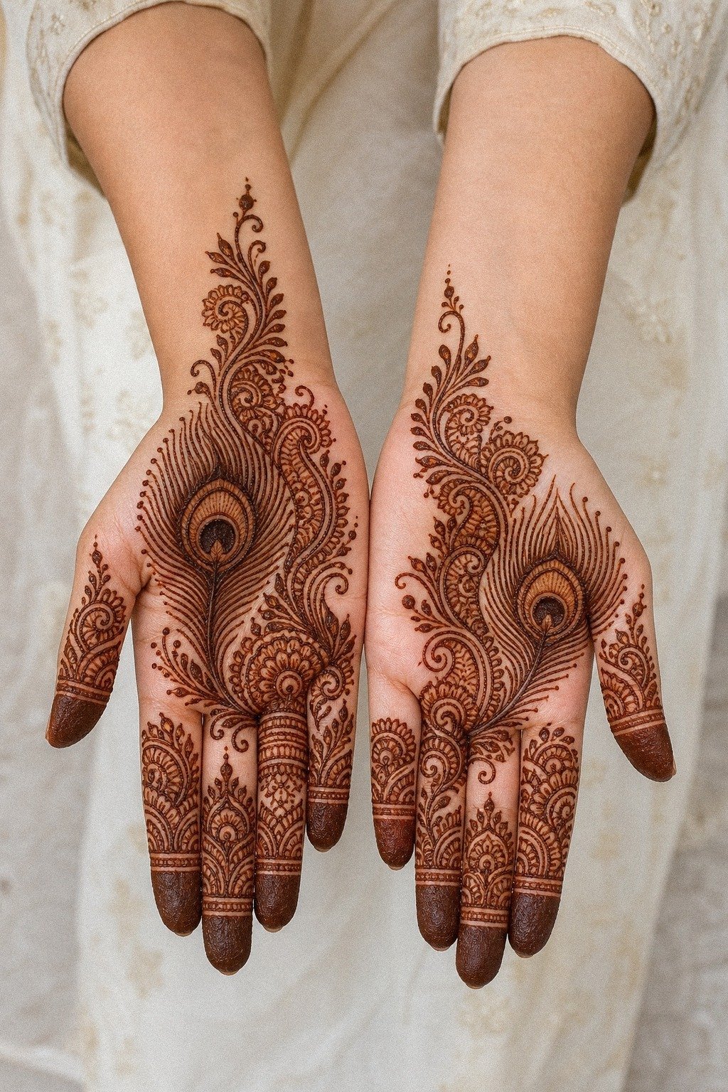 Peacock Feather Finger Mehndi, But Keep It Light
