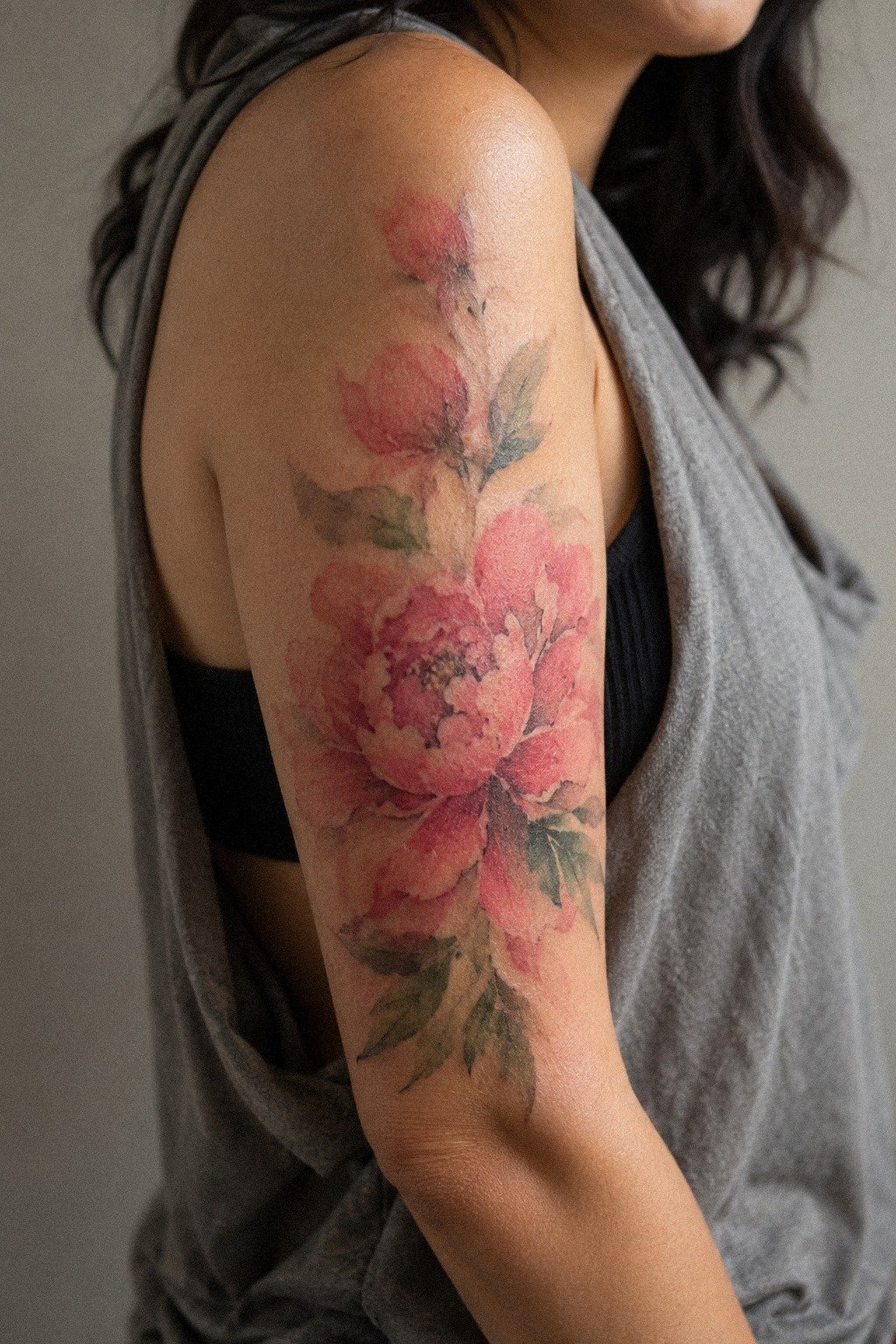 Anchor a Soft Watercolor Peony Quarter Sleeve