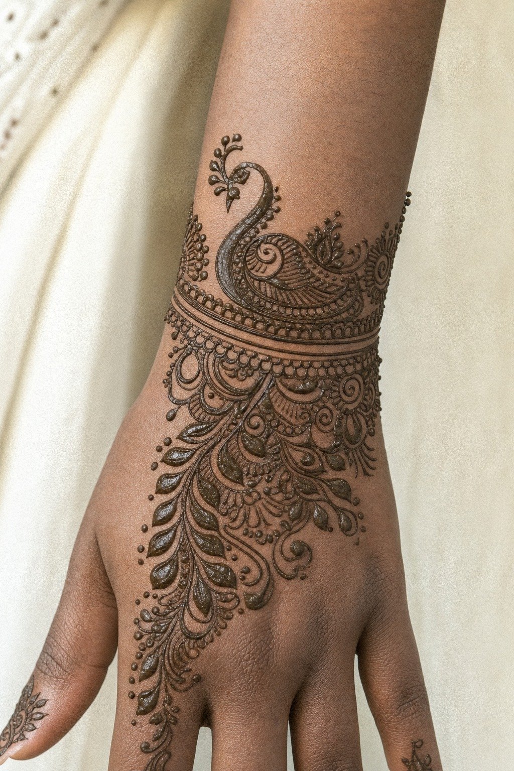 Peacock Bracelet Henna Around The Wrist