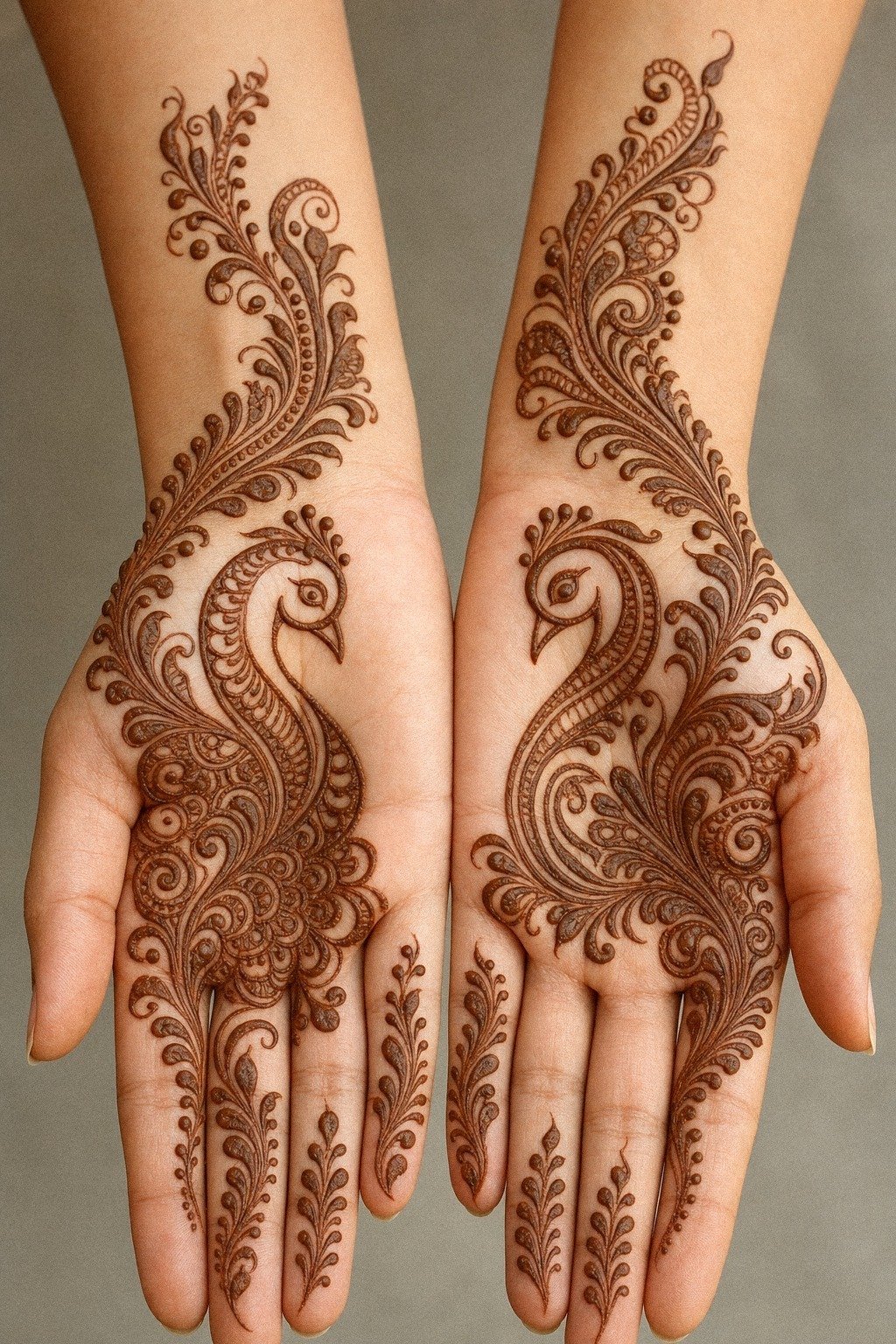 Swan Inspired Peacock Mehndi Neck Curve