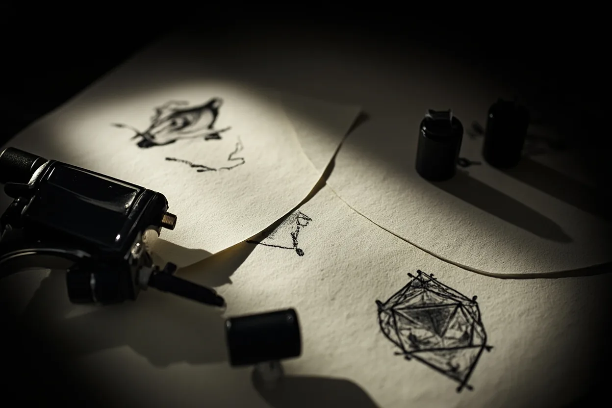 Wolf tattoo reference sketches with moon and eyes