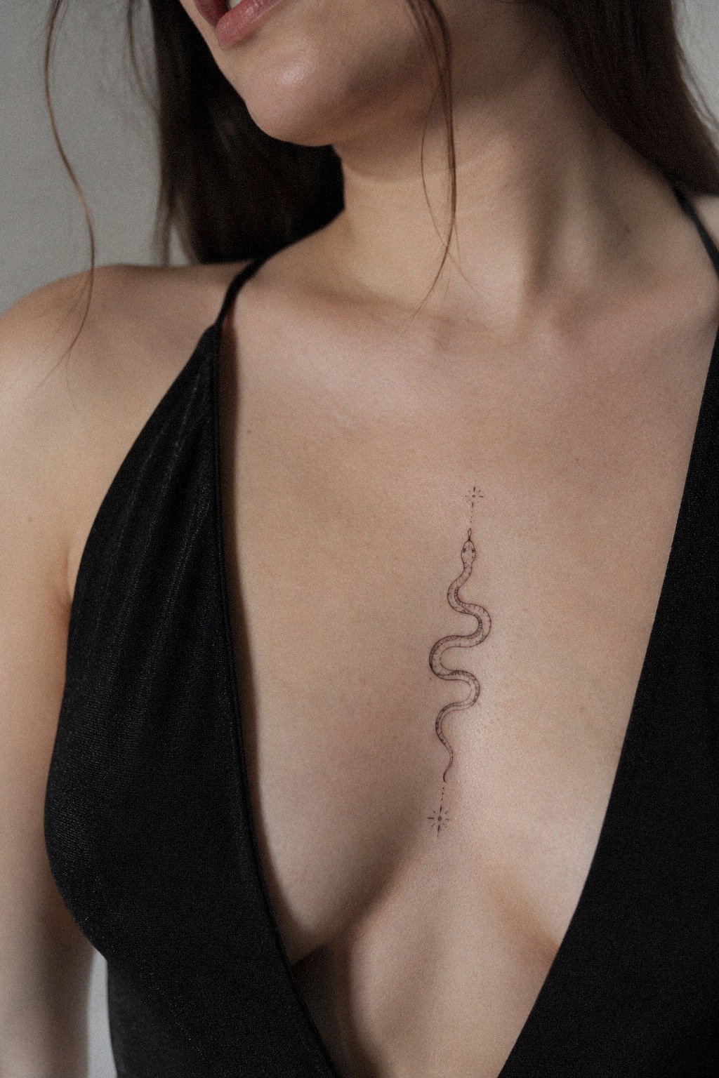 Asked My Artist To Sketch A Fine Line Snake Tattoo