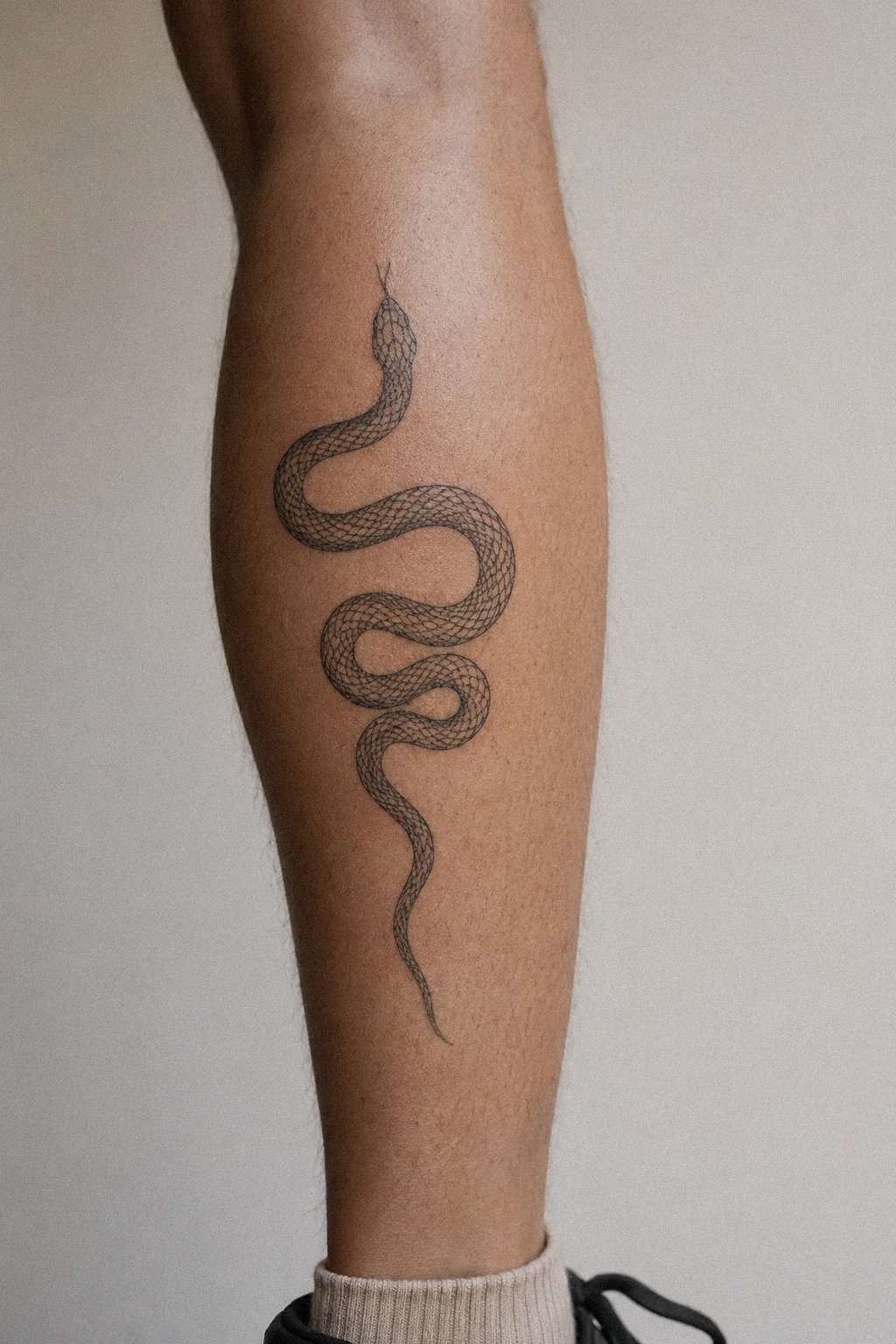 Checked Snake Scale Linework On My Calf
