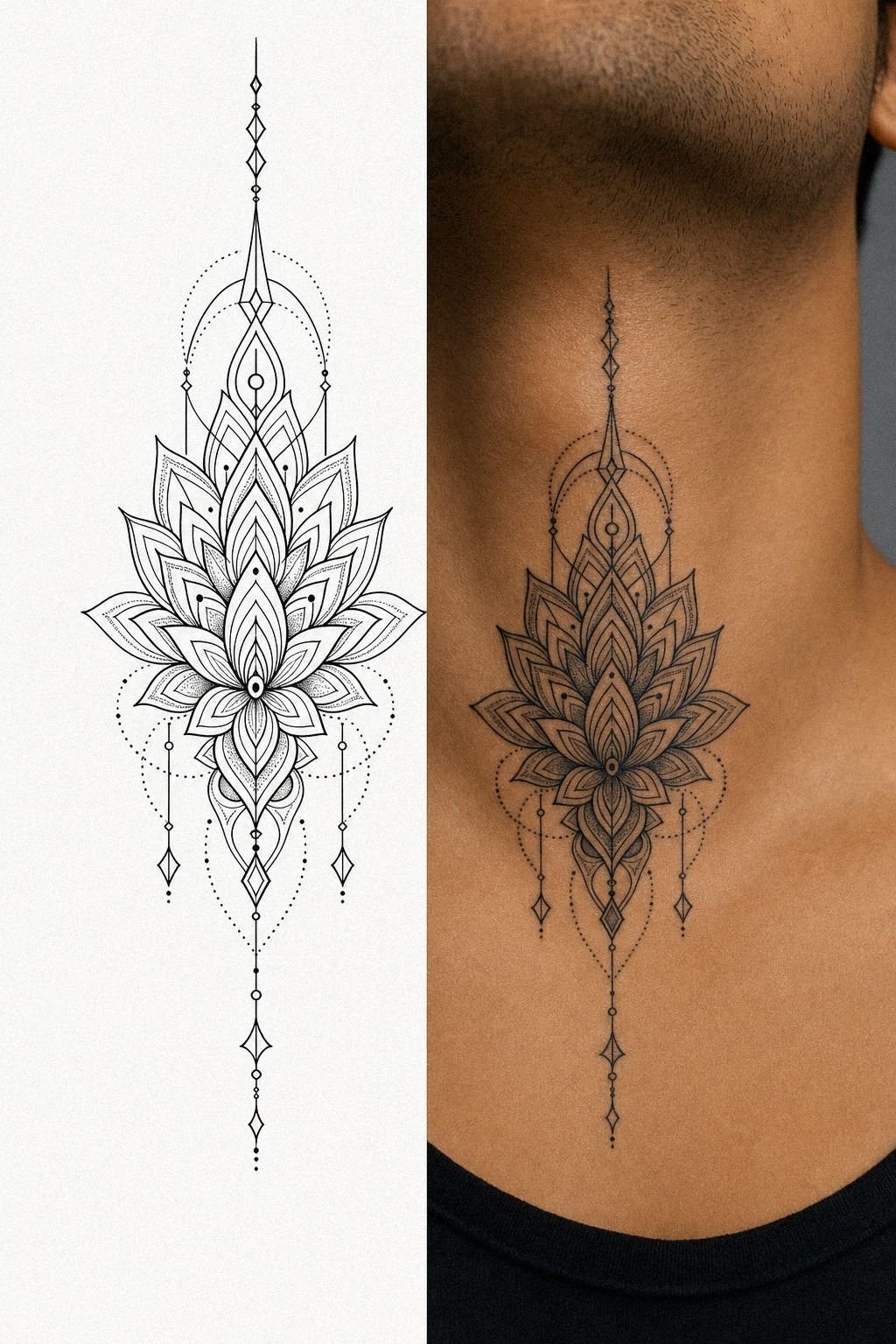 Modern Mandala Neck Tattoo