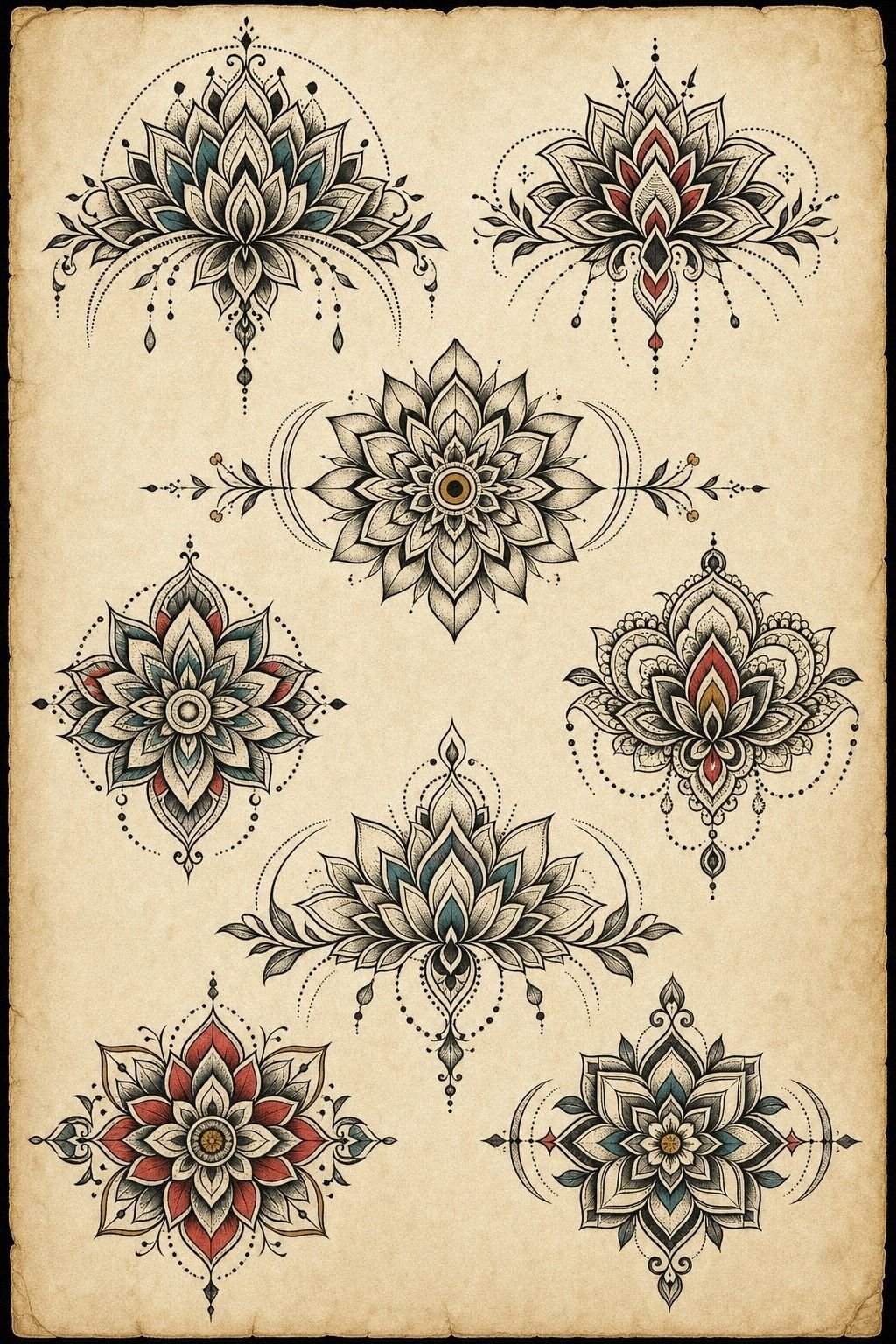 Soft Shaded Mandala Hip Tattoo