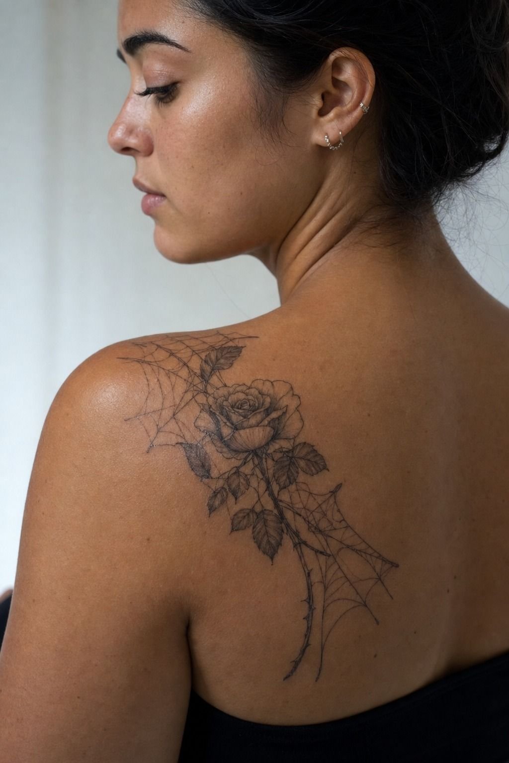 Let a Spider Web Frame the Shoulder Rose