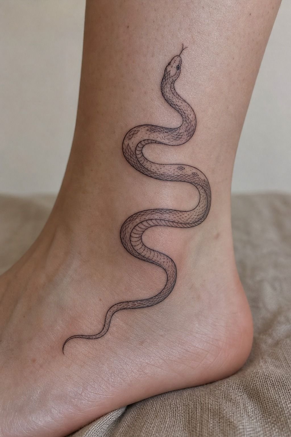Small Snake Curving Over The Ankle