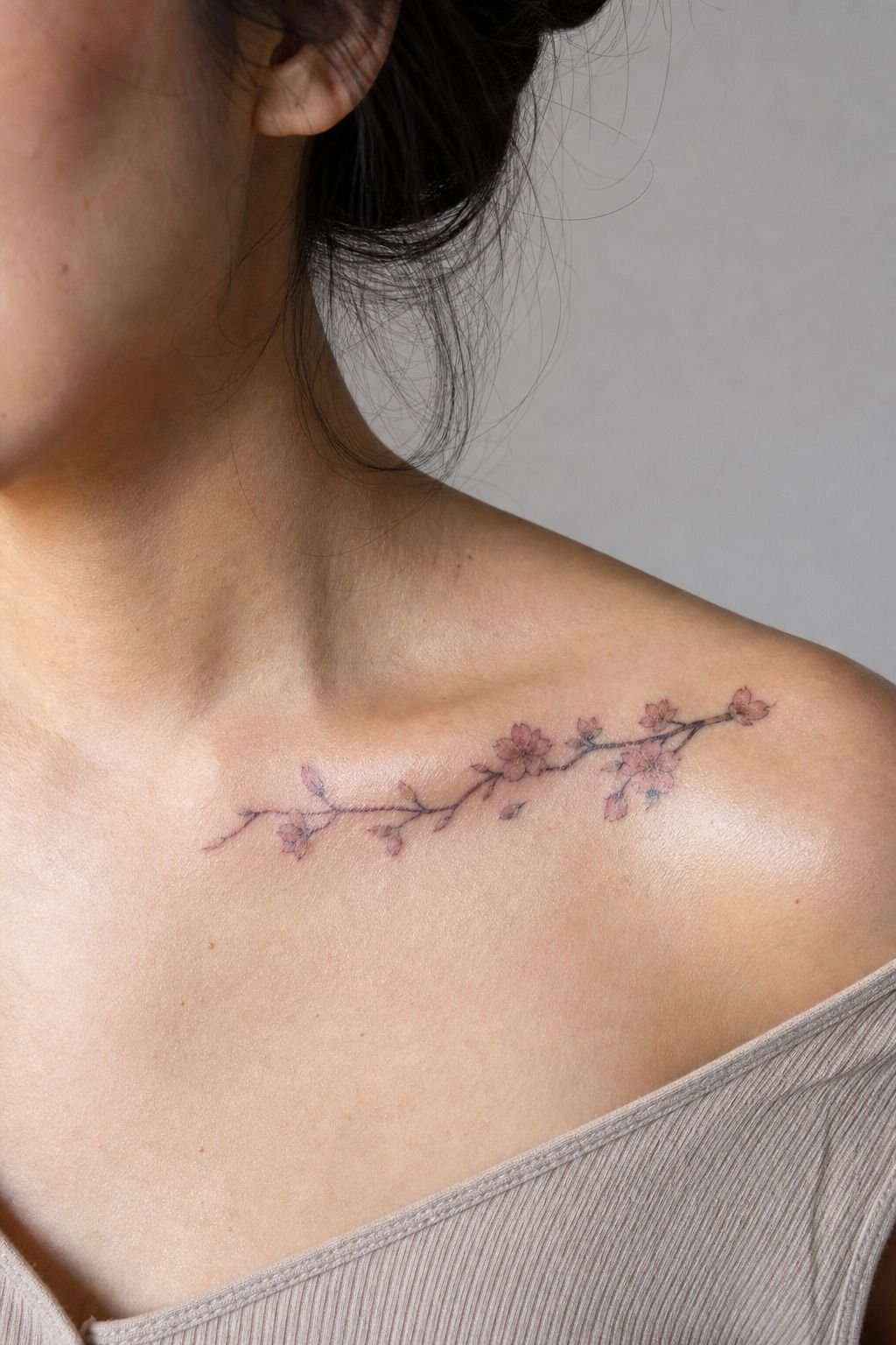Anchor a Sakura Branch Across Your Collarbone