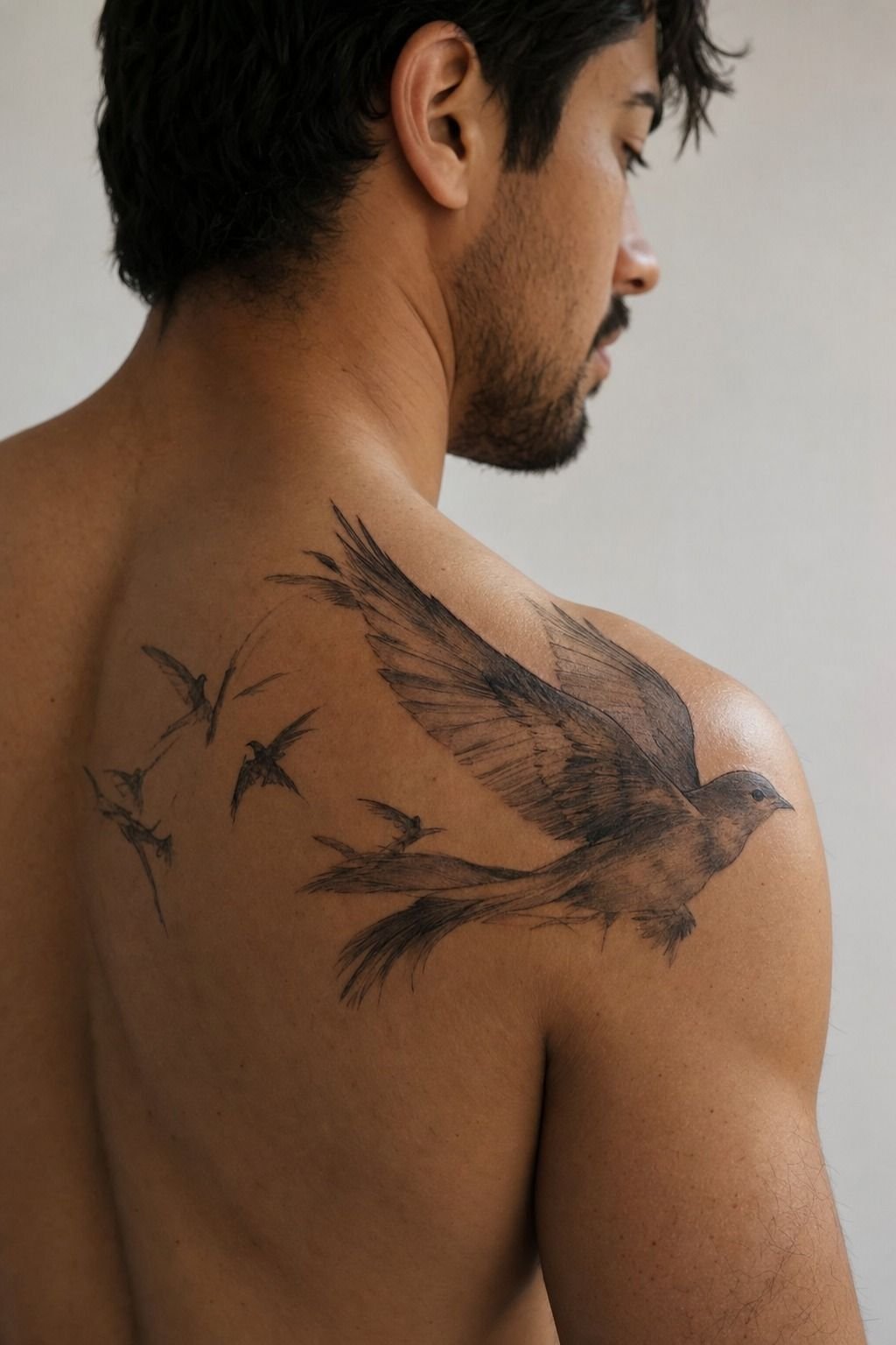 The Negative-Space Bird on the shoulder