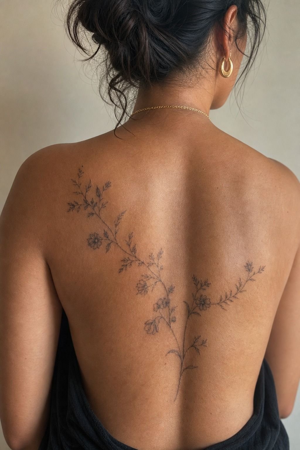 Lower Back Floral Vine Tattoo