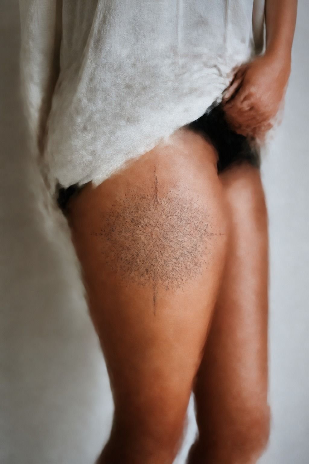 I Tested A Dot Work Mandala Center (Thigh, Medium Olive Skin)
