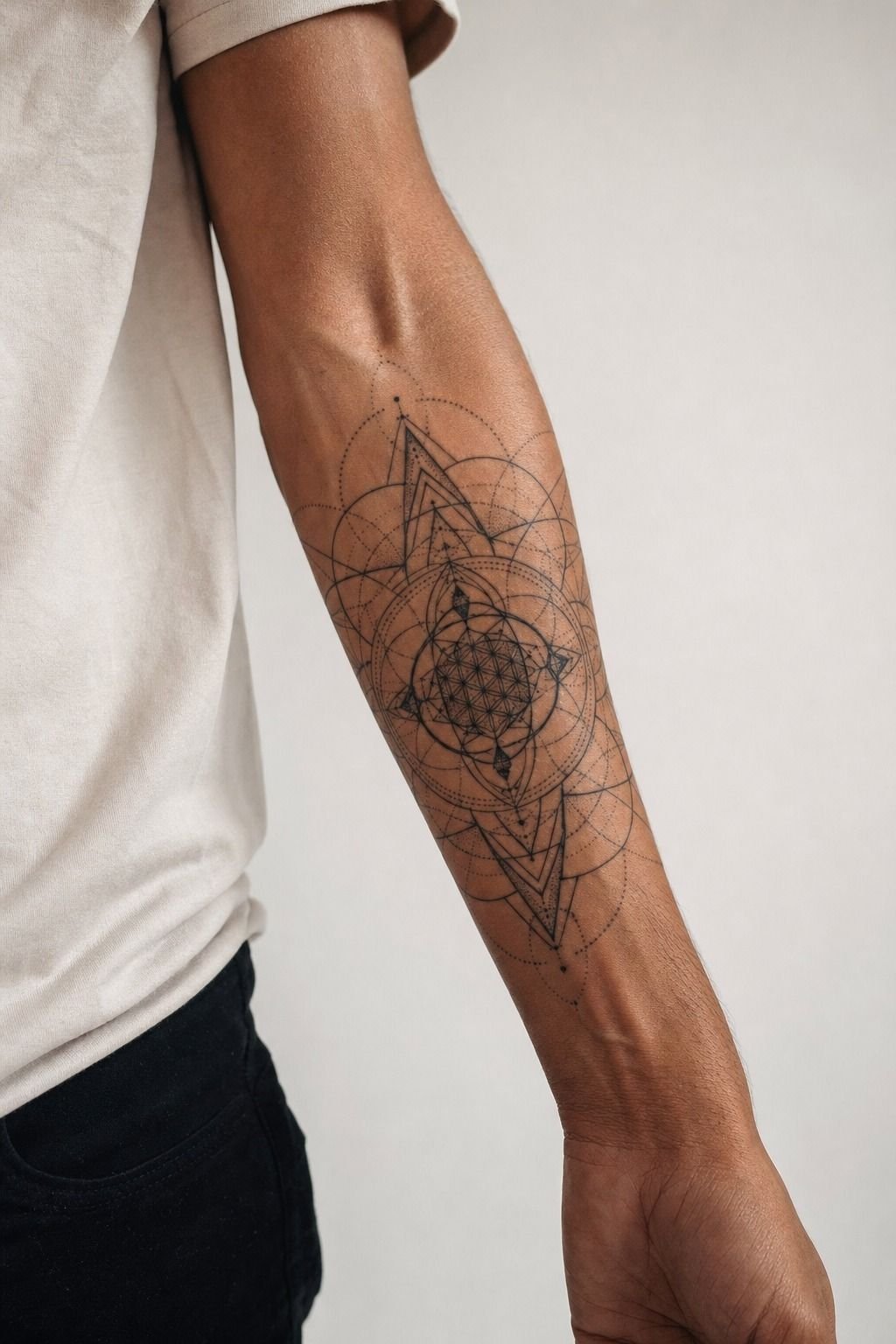 I Added Sacred Geometry Around The Core (Forearm Wrap, Golden Tan Skin)