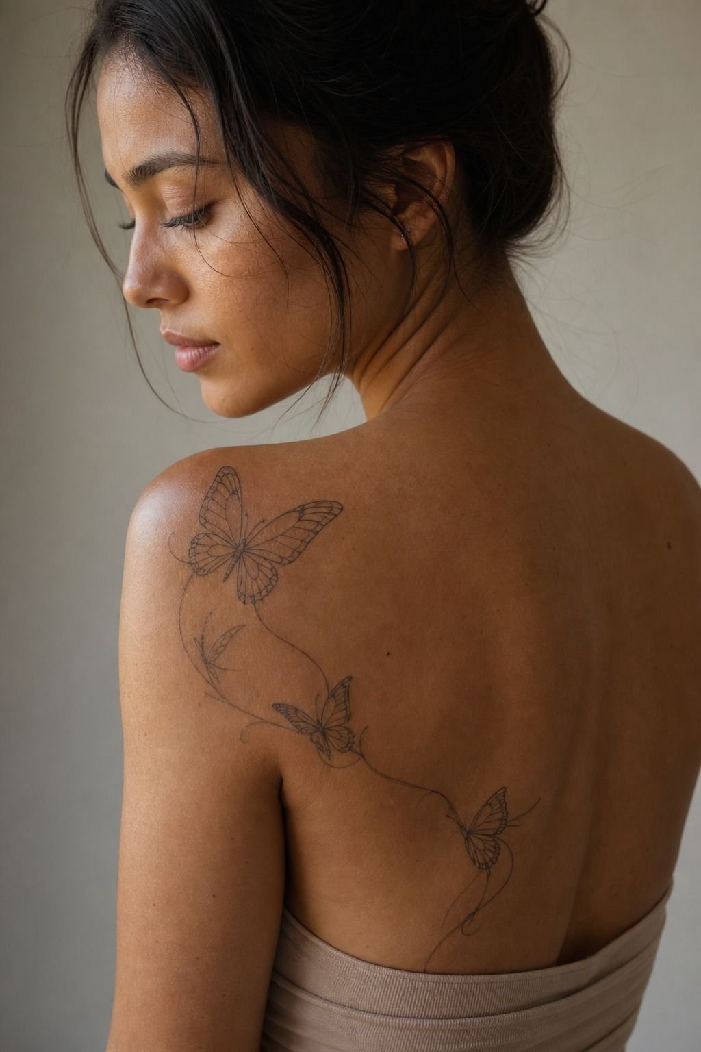 Minimal Butterfly Shoulder Blade Tattoo
