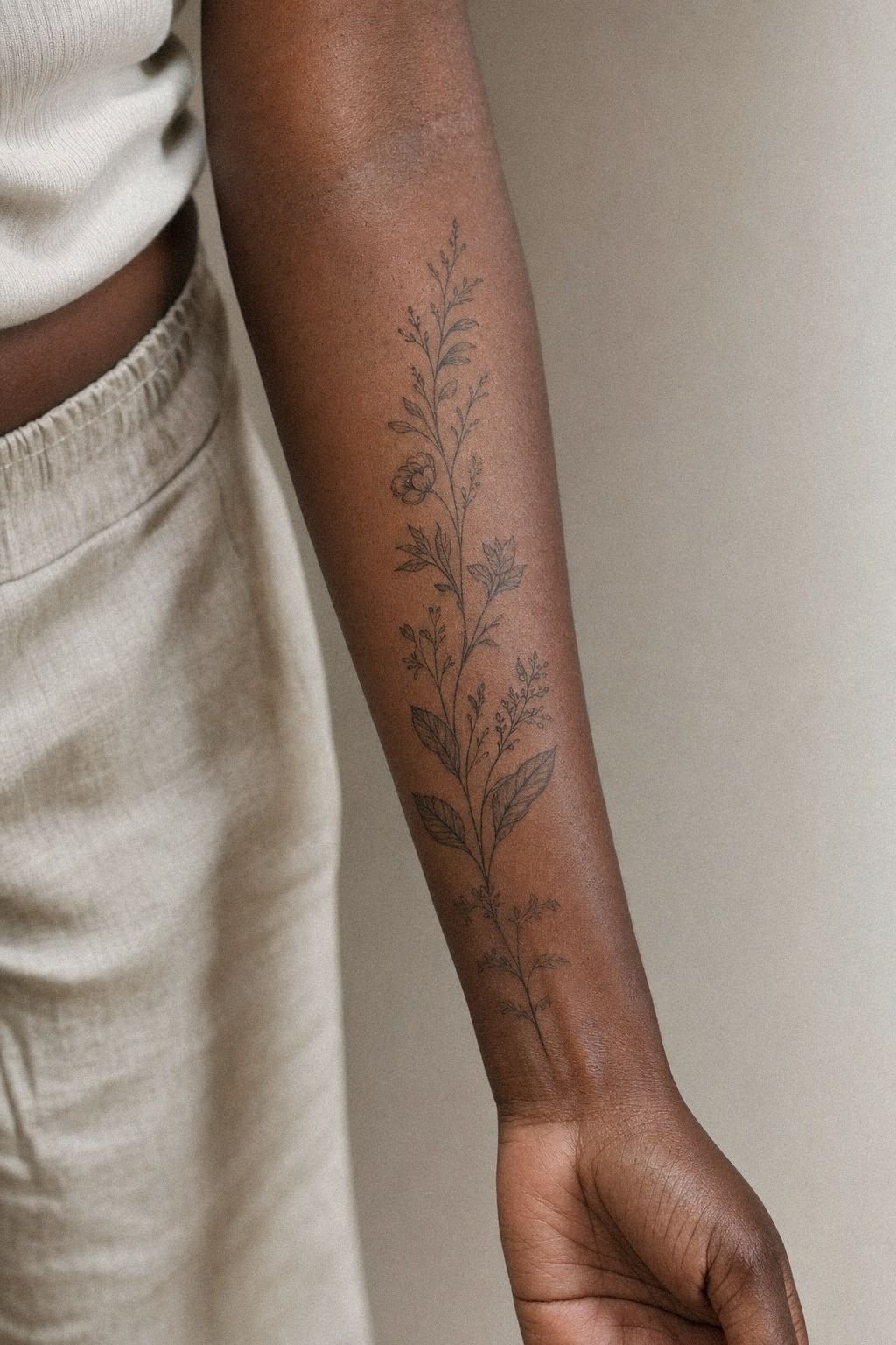 Botanical Tattoo Design Book On Inner Arm