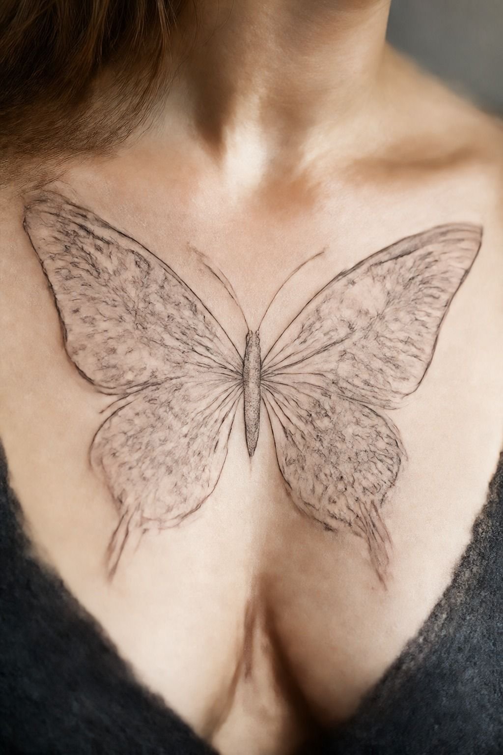 Floral Wing Butterfly Tattoo Stencil