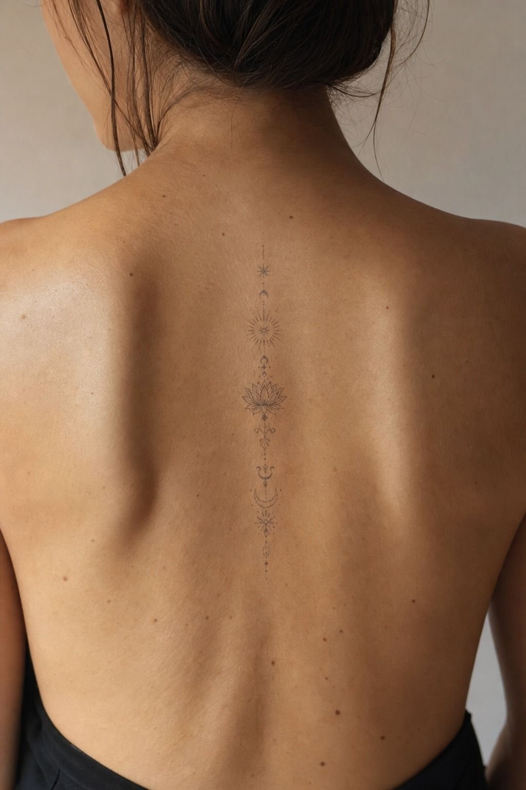 Small Ornamental Sternum To Back Tattoo